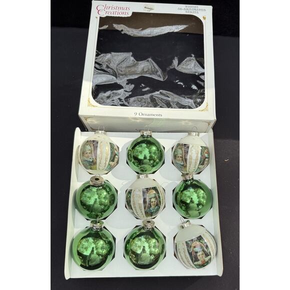 9 Vintage Elegant Krebs Glass orament blown glass Victorian Style In Box! - Picture 1 of 15